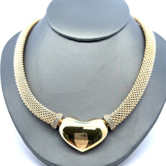 Necklaces Jessica with Heart & CZ 9mm 18" 10K