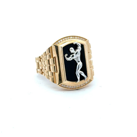 Ring Jubilee White Gold Bodybuilder with CZ 12.5 6mm 10K