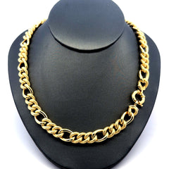 Necklaces Textured Hollow Figaro 9mm 18" 14K