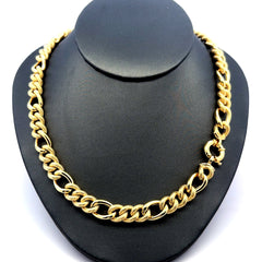 Necklaces Textured Hollow Figaro 9mm 18.5" 14K