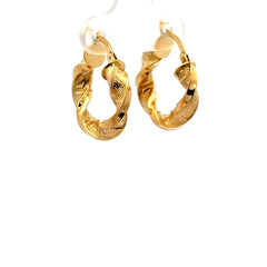 Earrings Twisted Textured Hoops 21.5 4mm 10K