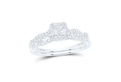 GND Bridal Ring Set 10k  Gold Princess Diamond Nicoles Dream Collection Bridal Wedding Ring Set 1/2 Cttw