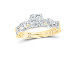 GND Bridal Ring Set 10k  Gold Princess Diamond Nicoles Dream Collection Bridal Wedding Ring Set 1/2 Cttw
