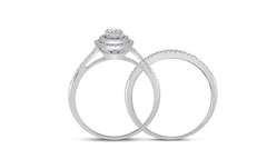 GND Bridal Ring Set 10k White Gold Round Diamond Bridal Wedding Ring Set 1/2 Cttw (Certified)