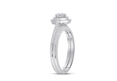 GND Bridal Ring Set 10k White Gold Round Diamond Bridal Wedding Ring Set 1/2 Cttw (Certified)