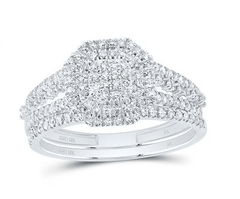 GND Bridal Ring Set 10kt Yellow Gold Round Diamond Cluster Bridal Wedding Ring Band Set 1/2 Cttw