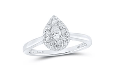 GND Bridal Ring Set 14k  Gold Pear Diamond Halo Bridal Engagement Ring 1/2 Cttw (Certified)
