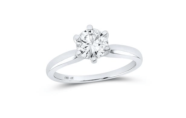 14k White Gold Round Diamond Solitaire Excellent Bridal Ring 1 Cttw (Certified)