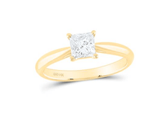 GND Bridal Ring Set 14kt  Gold Round Diamond 3/4CTW-NAT DIA SI IJ PRINCESS SOLITAIRE RING