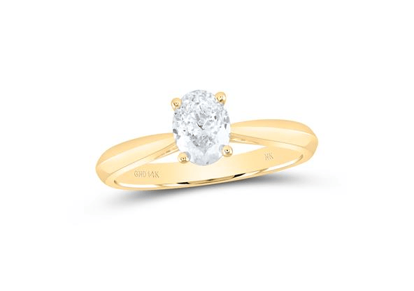 GND Bridal Ring Set 14kt Yellow Gold Round Diamond 1/4CTW-NAT DIA I1 IJ OVAL SOLITAIRE RING