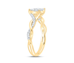 GND Bridal Ring Set 14kt yellow  Gold Round Diamond Cluster Bridal Wedding Ring Band Set 1/2 Cttw