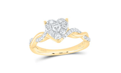 GND Bridal Ring Set 14kt yellow  Gold Round Diamond Cluster Bridal Wedding Ring Band Set 1/2 Cttw