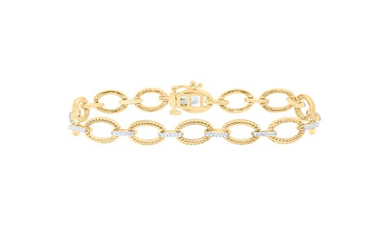 10kt Yellow Gold Womens Round Diamond 1/4CTW-NAT DIA P2 GIFT LADIES BRACELET (7 INCH)