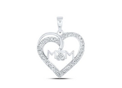 GND Diamond For Mom Pendant 10k  Gold Round Diamond Mom Heart Nicoles Dream Collection Pendant 1/6 Cttw