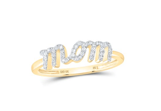 GND Diamond For Mom Pendant 10k  Gold Round Diamond Mom Nicoles Dream Collection Ring 1/6 Cttw