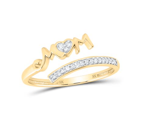 10kt  Gold Womens Round Diamond  Mom Nicoles Dream Collection Ring 1/12 Cttw