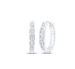 GND Diamond Hoop Earring 10kt  Gold Womens Round Diamond Channel Set Hoop Earrings 1/4 Cttw