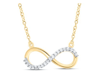 GND Diamond Pendant Necklace 10k Yellow Gold Round Diamond Infinity Necklace 1/20 Cttw