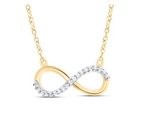 GND Diamond Pendant Necklace 10k Yellow Gold Round Diamond Infinity Necklace 1/20 Cttw