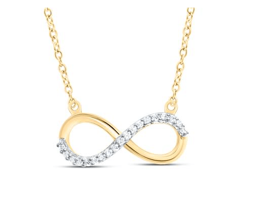 10k Yellow Gold Round Diamond Infinity Necklace 1/20 Cttw