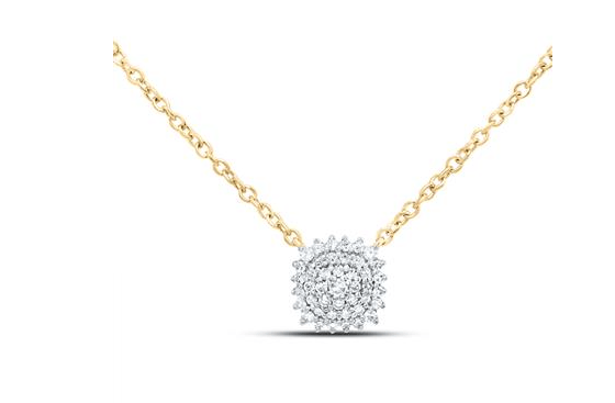 GND Diamond Pendant Necklace 10kt  Gold Womens 1/6CTW-NAT DIA NK GIFT CUSHION NECKLACE (18 INCH)