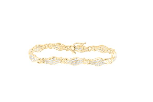 10k Yellow Gold Baguette Diamond Fashion Bracelet 1 Cttw