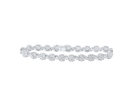 10kt white Gold Womens Round Diamond Fashion Bracelet 1 Cttw