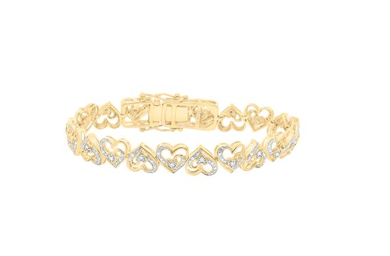 GND Diamond Tennis Bracelet 10kt Yellow Gold Womens 5/8CTW-NAT DIA P1 GIFT HEART BRACELET (7 INCH)