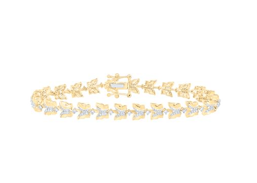 10kt Yellow Gold Womens Round Diamond Butterfly Bracelet 3/4 Cttw