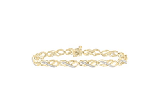 GND Diamond Tennis Bracelet 10kt Yellow Gold Womens Round Diamond Infinity Bracelet 1/4 Cttw