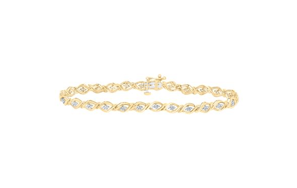 10kt Yellow Gold Womens1/4CTW-NAT DIA P2 GIFT LADIES BRACELET (7 INCH)