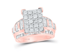 GND Engagement Bridal Ring 10kt  Gold Round Diamond Cindys Dream Cluster Bridal Wedding Engagement Ring 2 Cttw