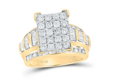 GND Engagement Bridal Ring 10kt  Gold Round Diamond Cindys Dream Cluster Bridal Wedding Engagement Ring 2 Cttw