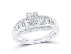 GND Engagement Bridal Ring 14kt  Gold Princess Diamond Cluster Bridal Wedding Engagement Ring 1/2 Cttw