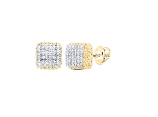 GND Men's Diamond Earrings 10k gold 1/4CTW-NAT DIA CN FASHION CUSHION MENS EARRING
