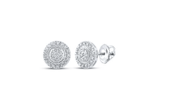 GND Men's Diamond Earrings 10k  Gold Round Diamond Cluster Earrings 1/8 Cttw