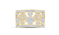 GND Men's Diamond Fashion Ring 10k Yellow Gold 5/8CTW-NAT DIA NK CROME CROSS MENS RING