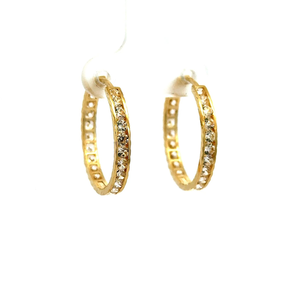 Golden Bull Basic 2.8 g Earrings Channel-Set CZ Hoops 21 3mm 14K