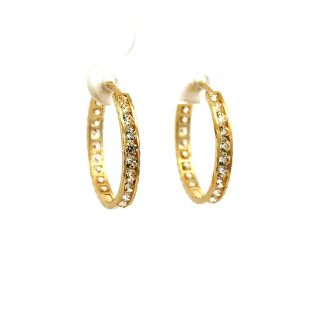 Earrings Channel-Set CZ Hoops 21 3mm 14K