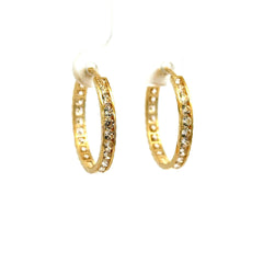 Golden Bull Basic 2.9 g Earrings Channel-Set CZ Hoops 21 3mm 14K