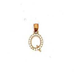 Golden Bull Basic CAL 0.6 g Pendant Pave CZ Block Initial 'Q' 19 10K