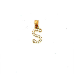 Golden Bull Basic CAL 0.6 g Pendant Pave CZ Block Initial 'S' 19 10K