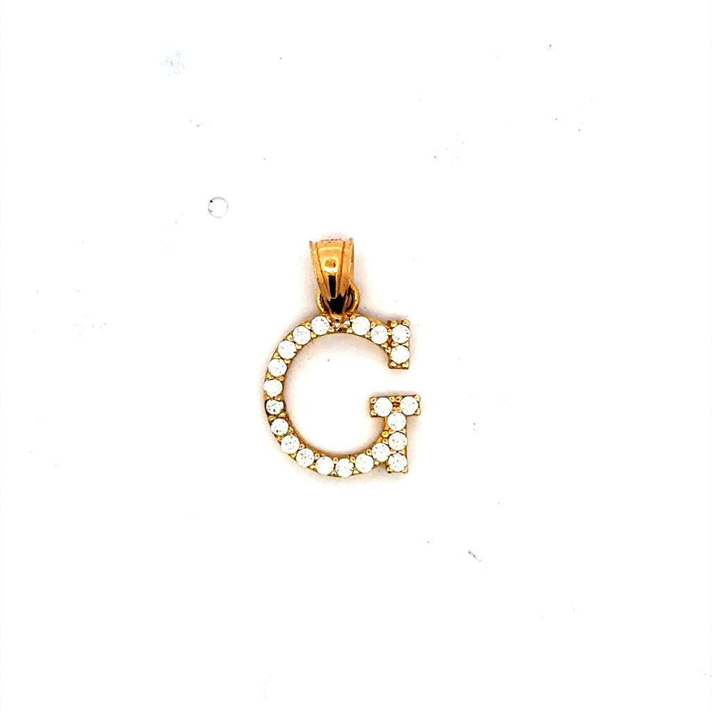 Golden Bull Basic CAL 0.7 g Pendant Pave CZ Block Initial 'G' 19 14K