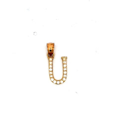 Golden Bull Basic CAL 0.7 g Pendant Pave CZ Block Initial 'U' 19 10K