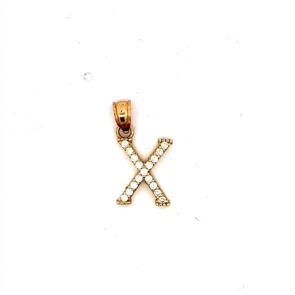 Golden Bull Basic CAL 0.7 g Pendant Pave CZ Block Initial 'X' 19 10K
