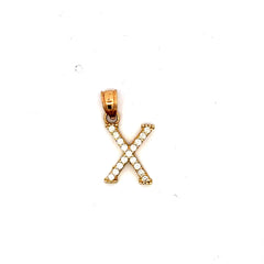 Golden Bull Basic CAL 0.7 g Pendant Pave CZ Block Initial 'X' 19 10K