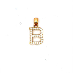Golden Bull Basic CAL 0.8 g Pendant Pave CZ Block Initial 'B' 19 10K