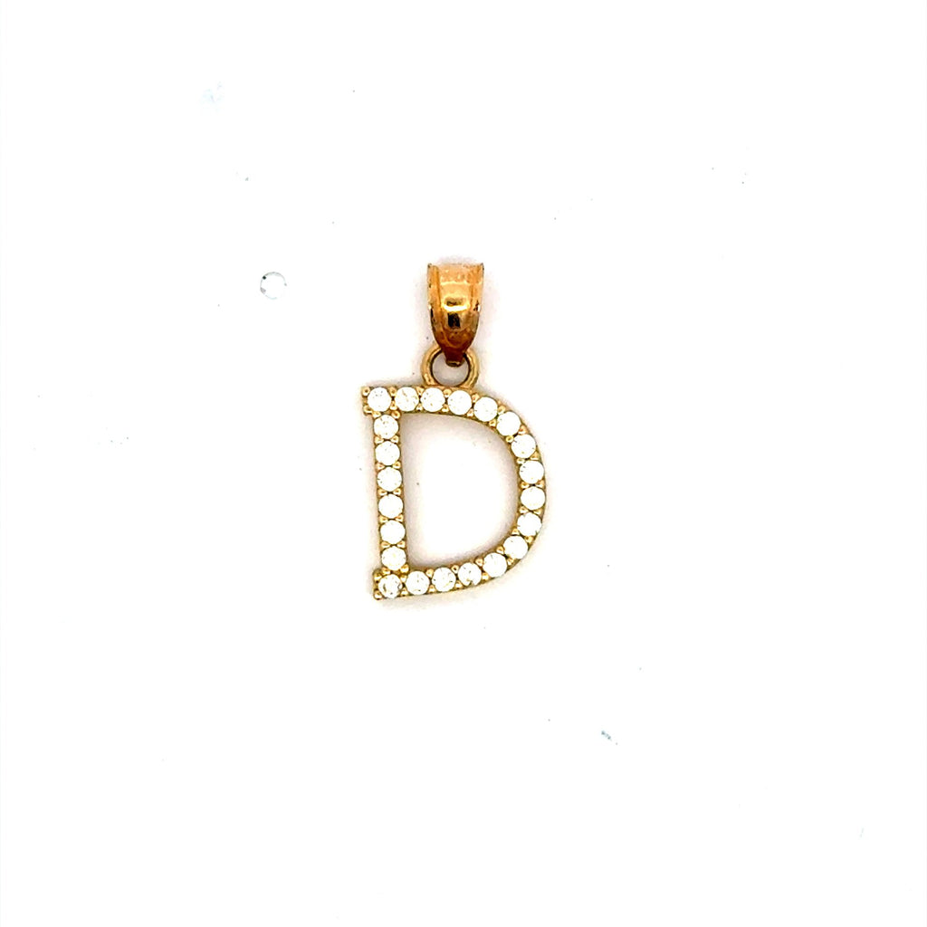 Golden Bull Basic CAL 0.8 g Pendant Pave CZ Block Initial 'D' 19 10K