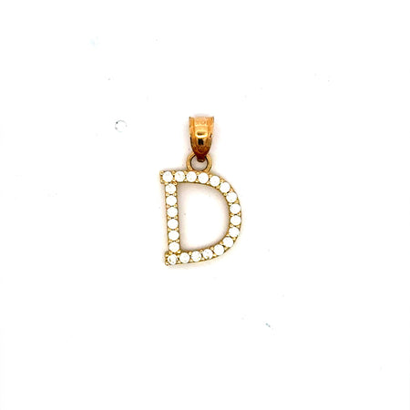 Pendant Pave CZ Block Initial 'D' 19 10K