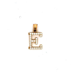 Golden Bull Basic CAL 0.8 g Pendant Pave CZ Block Initial 'E' 19 10K